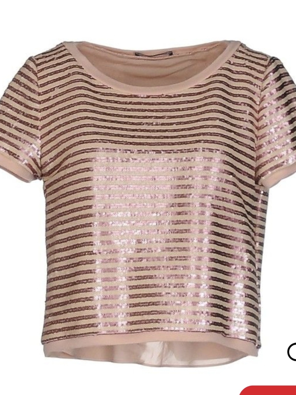 Liu Jo Pink and Gold Striped Sequin Short-Sleeve Tee